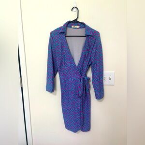 Aryeh Blue and Pink‎ Wrap Dress